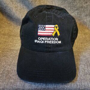 Ahead Authentics Black Embroidered Operation Iraqi Freedom Strap Back Hat
